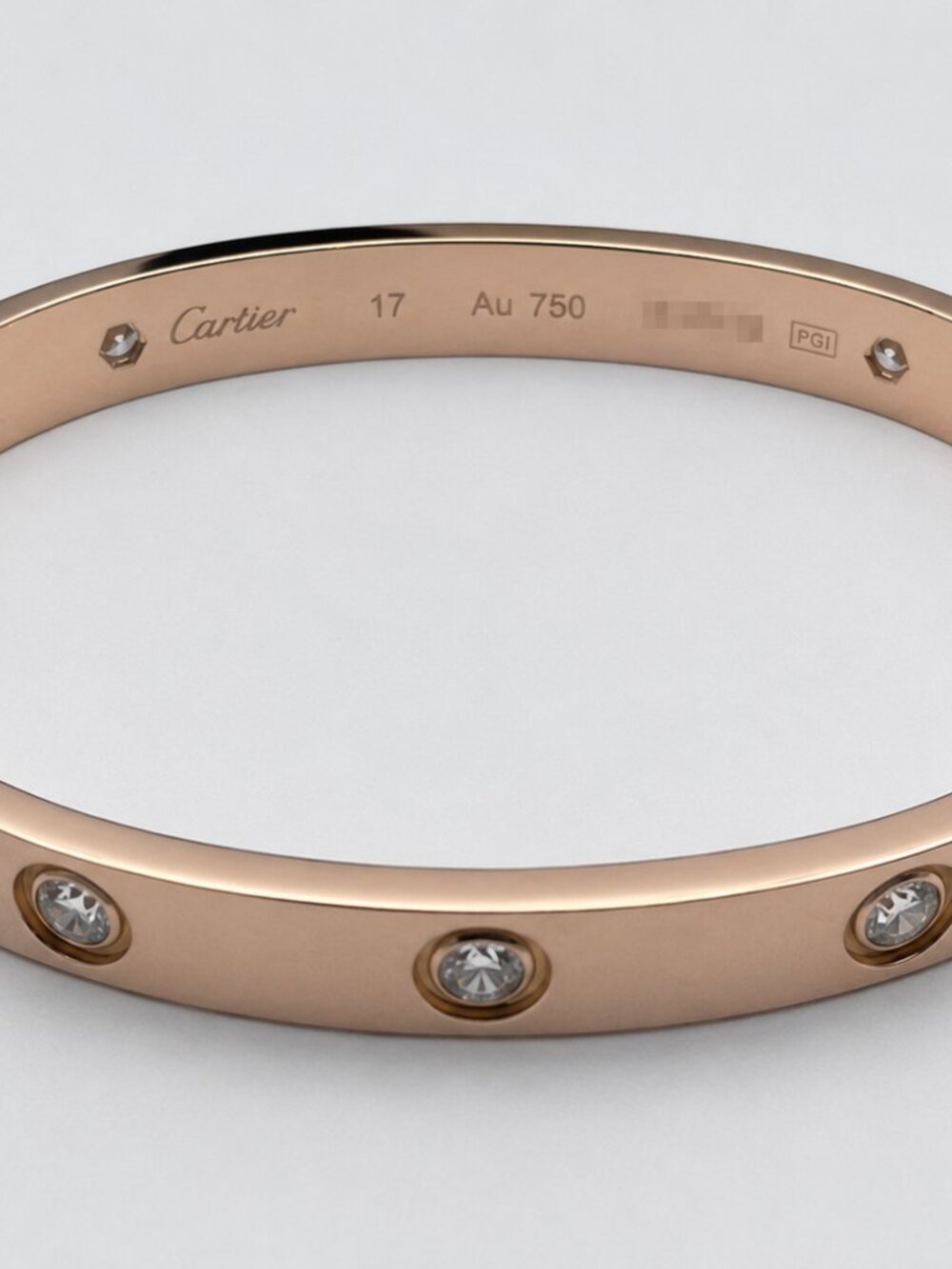 Cartier Love Bracelet Classic 10 Diamond 18K Rose Gold Size 17